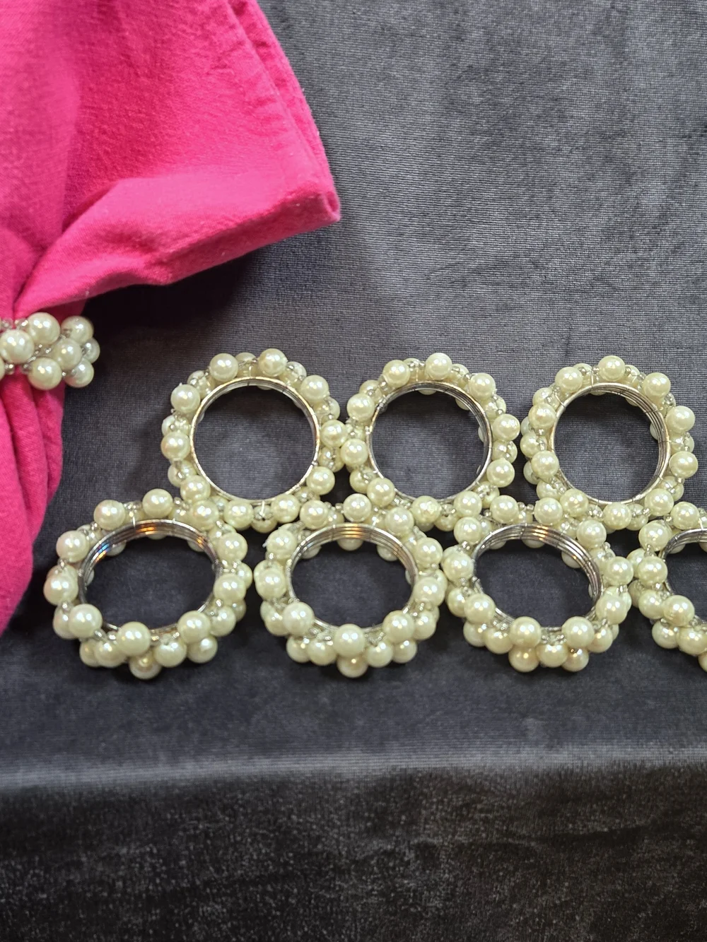 Faux Pearl Bead Napkin Rings X 8